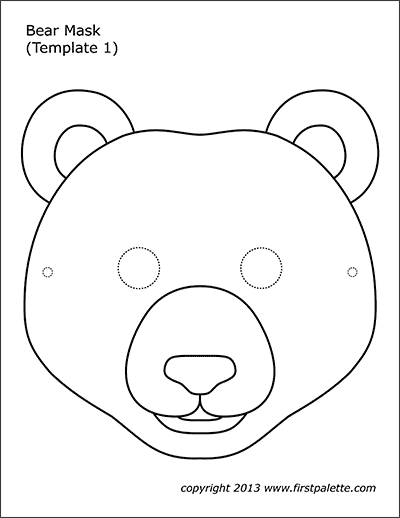 Bear Mask Coloring Page 1