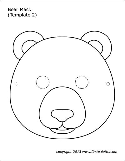 Bear Mask Coloring Page 2