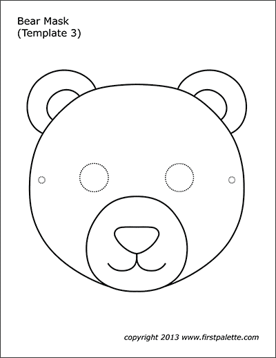 Bear Mask Coloring Page 3