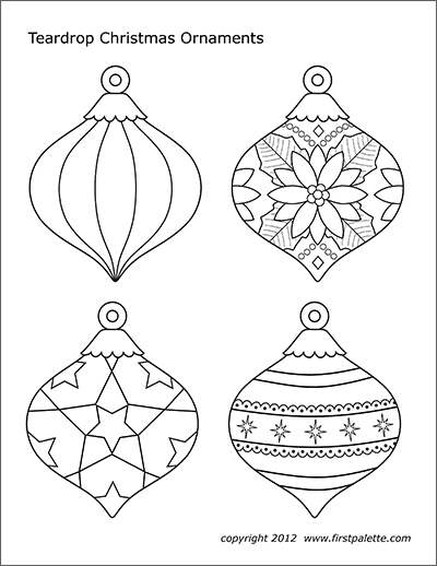 Printable Teardrop Christmas Tree Ornaments - Set 2