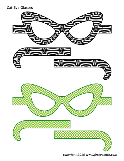 Printable Colored Cat Eye Glasses - Set 1
