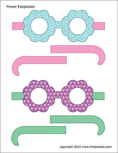 Printable Colored Flower Eyeglasses - Set 3