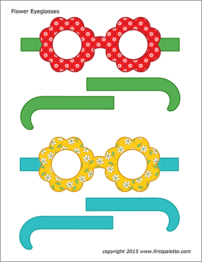 Printable Colored Flower Eyeglasses - Set 1