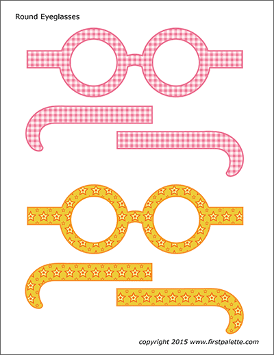 Printable Colored Round Eyeglasses - Set 3