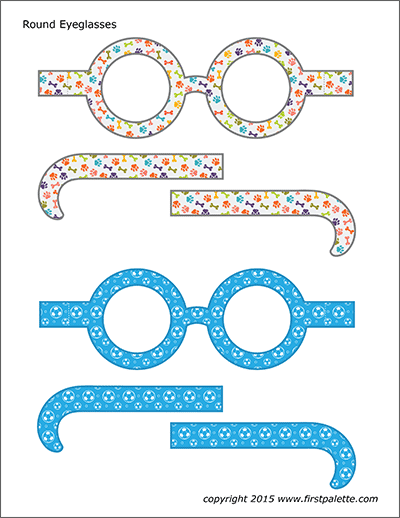 Printable Colored Round Eyeglasses - Set 2