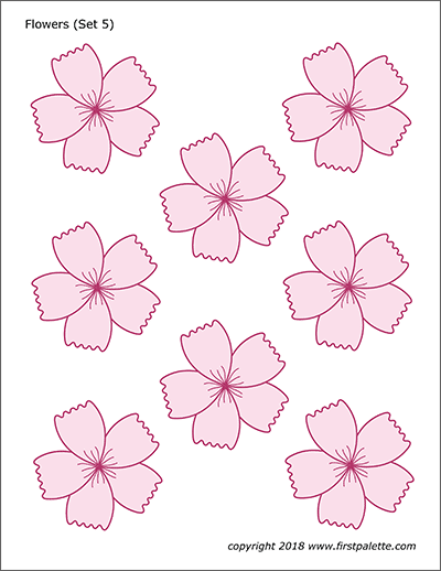 Printable Colored Flower Set 5 - Cherry Blossoms