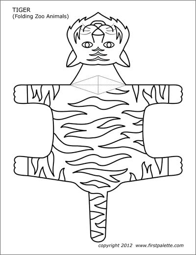 Printable folding tiger with stripes