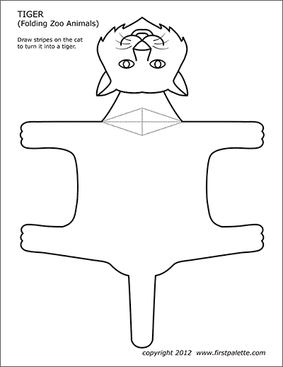 Printable folding tiger with no stripes