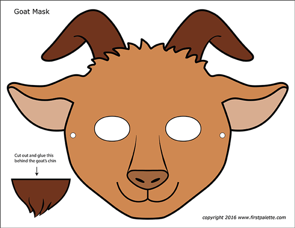 Printable Brown Goat Mask