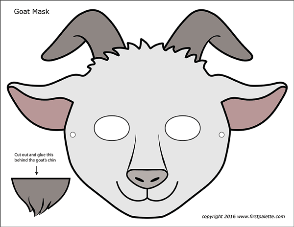 Printable White Goat Mask