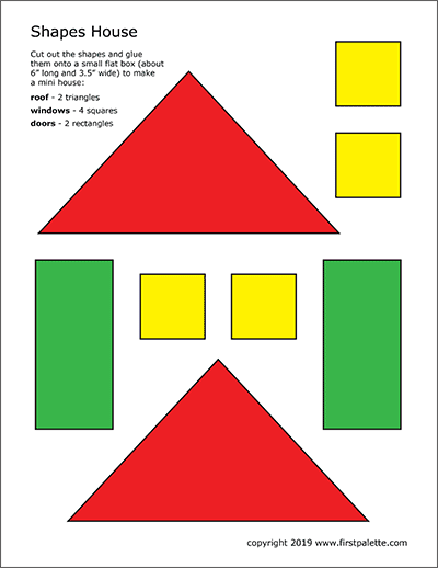 Printable Colored Shapes House Template