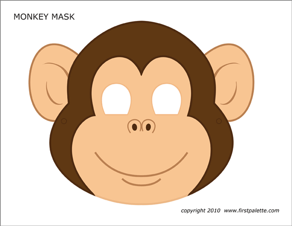 Printable Colored Monkey Mask