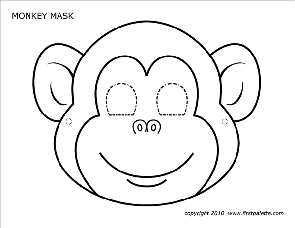 Printable Monkey Mask Coloring Page