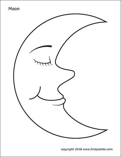 Printable Moon with Face Coloring Page