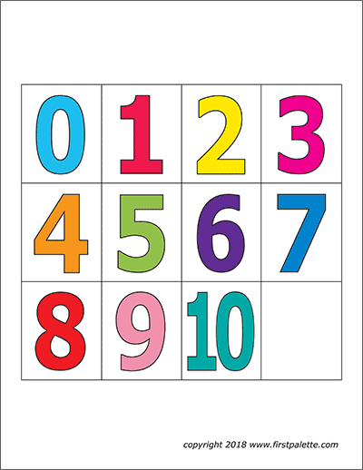 Printable Small Colored Numbers