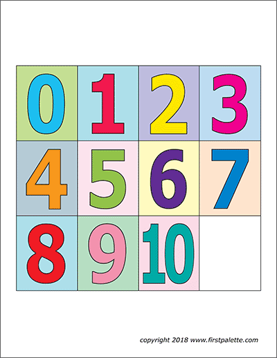 Printable Small Colored Numbers with Background