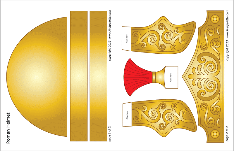 Printable Roman Imperial Helmet - Colored Template