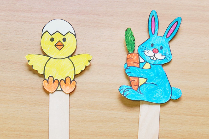 Bunny and Chick Stick Puppets Craft