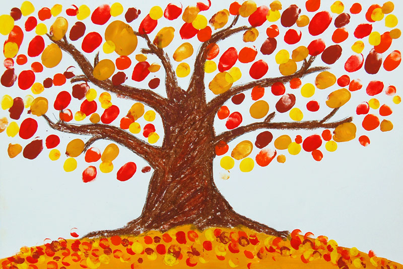 Child Draws Leafs Tree Ideas Drawing Finger Paints Finger Painting Stock  Photo by ©Pasik8 362030334