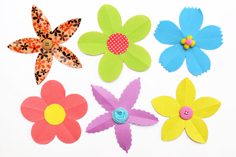 Folding Paper Flowers 5 Petals Kids