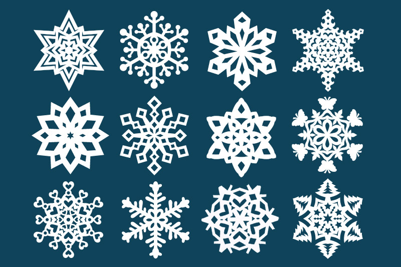 Snow Crystals Paper Snowflake Cutouts