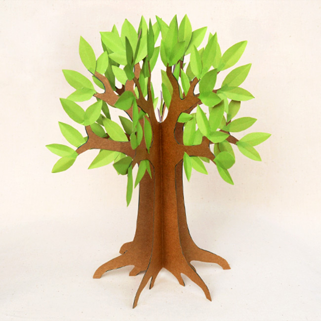 Make a three-dimensional paper tree.