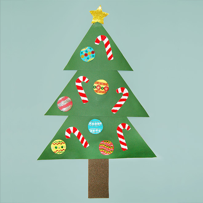 Construction Paper Christmas Tree Craft for Preschoolers