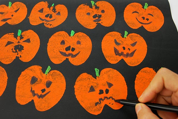 Apple Print Pumpkins craft
