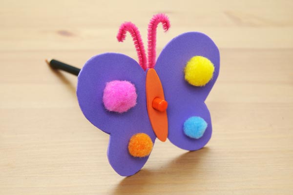 MORE IDEAS - Make some fun animal pencil toppers (Butterfly).