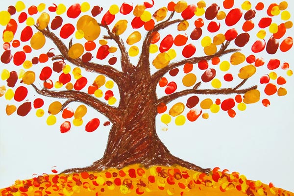 Fingerpaint Fall Tree