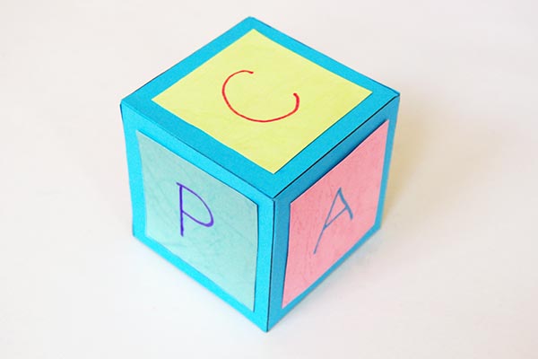 cardboard alphabet blocks