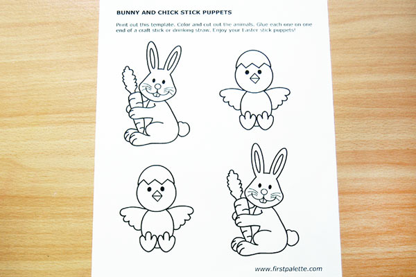 STEP 1 Bunny and Chick Stick Puppets