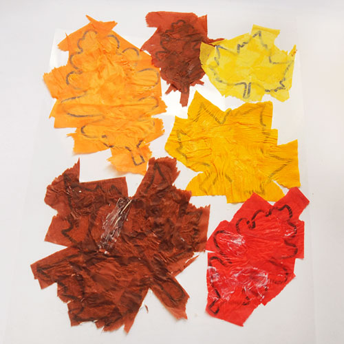 Tissue Paper Leaf Suncatchers