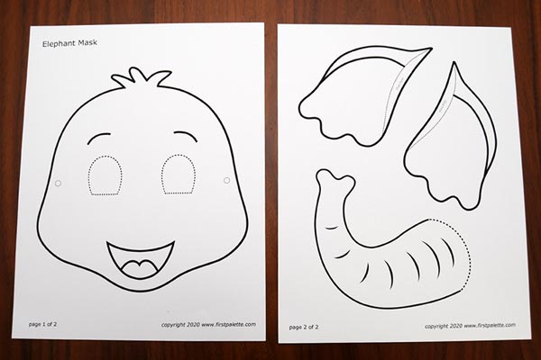 Step 1 Printable Elephant Mask