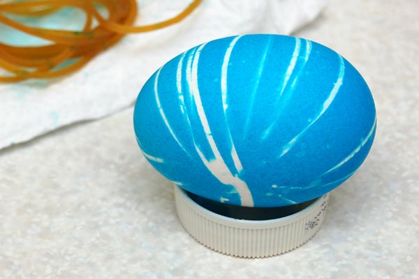 STEP 10 Rubber Band Dyed Easter Eggs