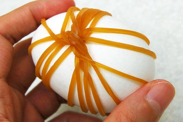 STEP 5 Rubber Band Dyed Easter Eggs