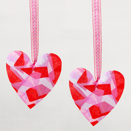 Simple Valentines Heart Tissue Paper Suncatcher using Contact