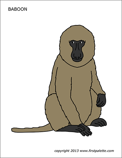 Printable Colored Baboon