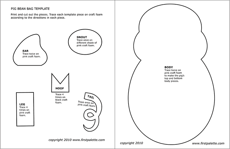 Printable Pig Bean Bag Template