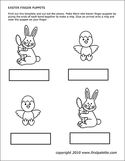 Printable Bunny and Chick Finger Puppets
