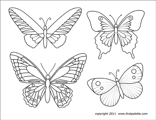 Butterflies | Free Printable Templates & Coloring Pages | FirstPalette.com