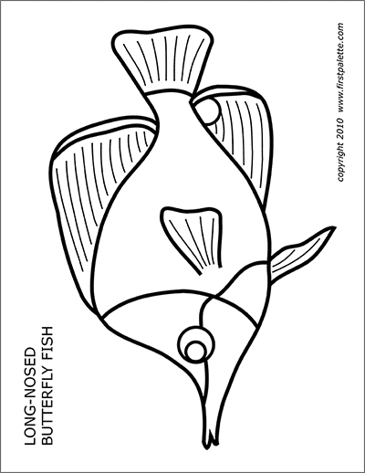 Printable Long-Nosed Butterfly Fish Coloring Page