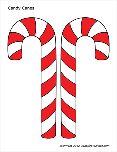 Candy Canes | Free Printable Templates & Coloring Pages | FirstPalette.com