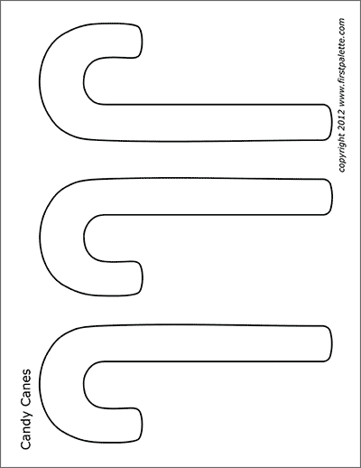 Printable Medium-sized Candy Cane Outlines