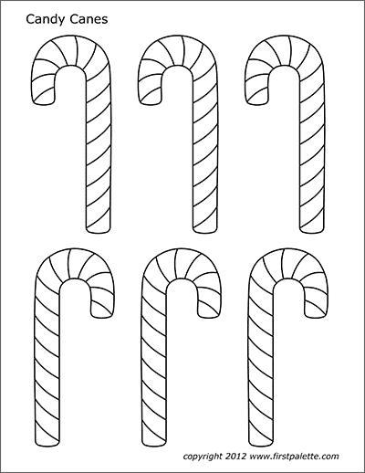 Candy Canes | Free Printable Templates & Coloring Pages | FirstPalette.com