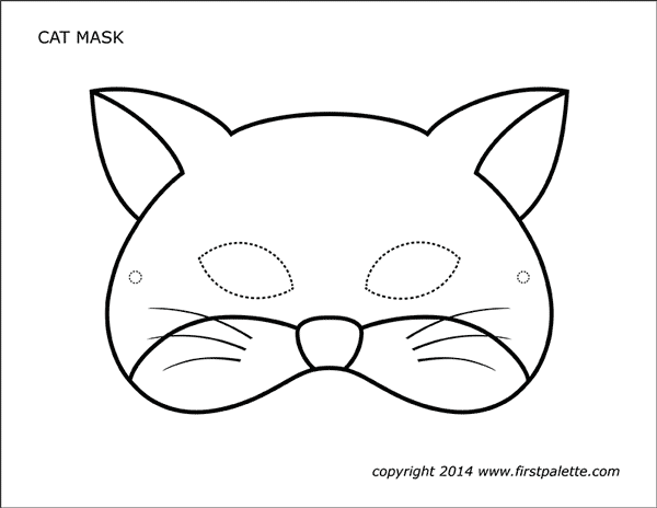 Cat mask kids Halloween - Printable coloring craft by - Happy Paper Time