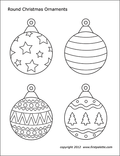 Printable Round Christmas Tree Ornaments - Set 2