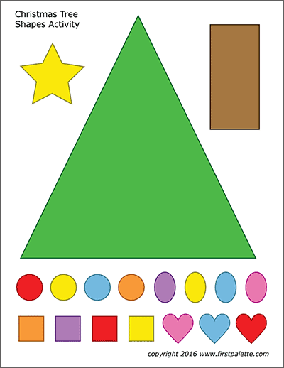 Printable Colored Christmas Tree Shapes Set
