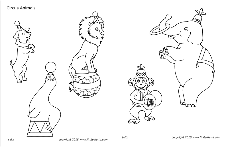 Circus Animals | Free Printable Templates & Coloring Pages | FirstPalette.com