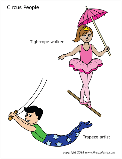 Printable Tightrope Walker and Trapeze Artist